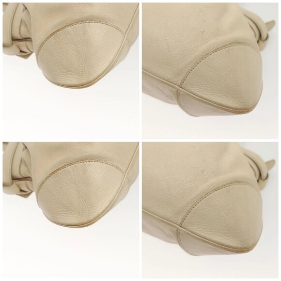 Salvatore Ferragamo Gancini Tote Bag Leather Beige Silver Auth - Picture 16 of 16